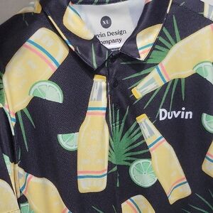 DuVin Black Tropical Beer Print Golf Polo